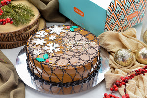 Christmas Themed Chocolate Caramel Cake